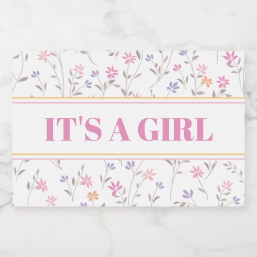 Roze Bloemen Het is een Meisje Baby shower Sparkling Wijnetiket (Enkel label)