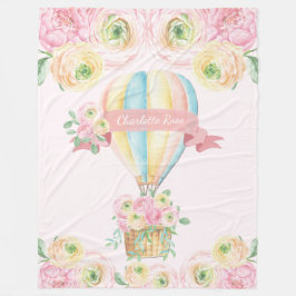 Roze Bloemen Hete Luchtballon Baby Girl Nursery Fleece Deken