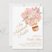 Roze Bloemen Hete Luchtballon Baby shower Kaart (Voorkant)