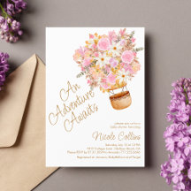 Roze Bloemen Hete Luchtballon Baby shower