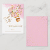 Roze Bloemen Hete Luchtballon Luier Raffle Informatiekaartje (Voorkant / Achterkant)