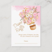 Roze Bloemen Hete Luchtballon Luier Raffle Informatiekaartje (Voorkant)