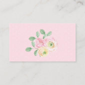 Roze Bloemen Hete Luchtballon Luier Raffle Ticket Informatiekaartje (Achterkant)