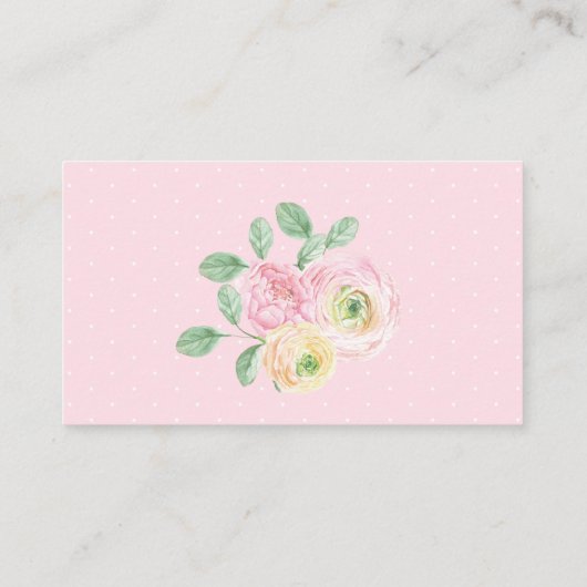 Roze Bloemen Hete Luchtballon Luier Raffle Ticket Informatiekaartje (Achterkant)