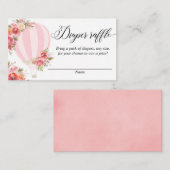 Roze bloemen heteluchtballon luier loterij kaarten (Voorkant / Achterkant)