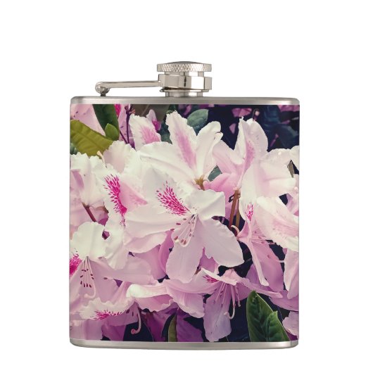 Roze bloemen heupfles (Voorkant)