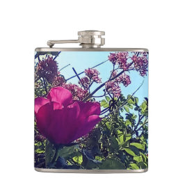 Roze bloemen heupfles