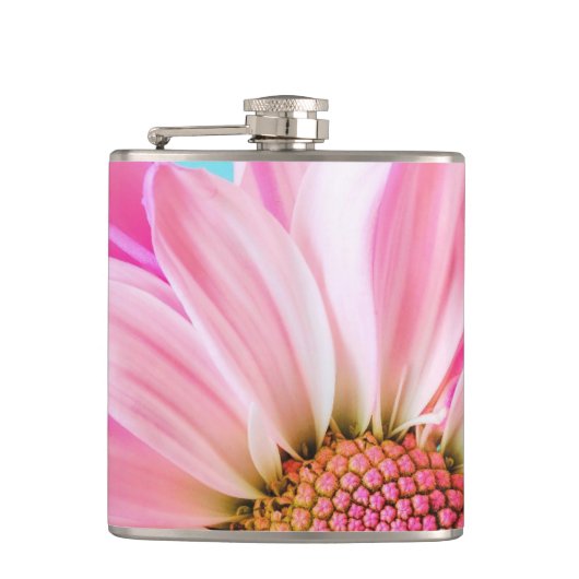 Roze bloemen heupfles (Voorkant)