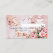 Roze Bloemen High Tea Baby shower Luier Raffle Informatiekaartje (Voorkant)