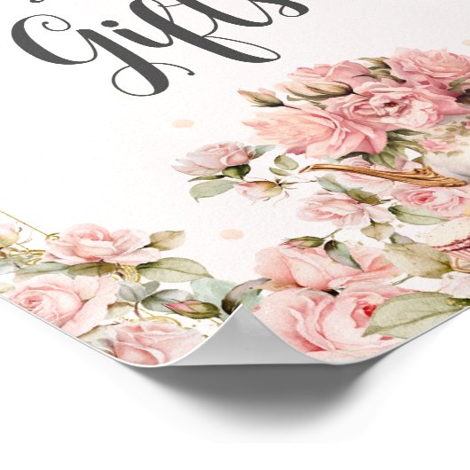  Roze Bloemen High Tea Kaarten en geschenken Poster (Hoek)
