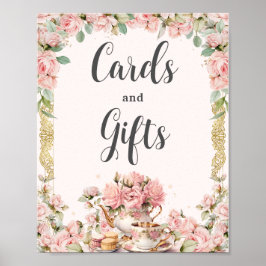  Roze Bloemen High Tea Kaarten en geschenken Poster
