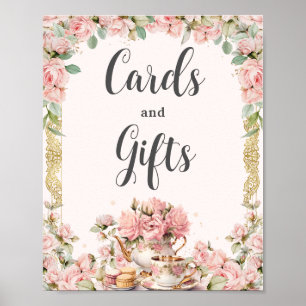 Roze Bloemen High Tea Kaarten en geschenken Poster
