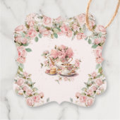  Roze Bloemen High Tea Party Baby shower Bedankjes Labels (Achterkant)