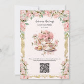 Roze Bloemen High Tea Party Baby shower Kaart (Achterkant)