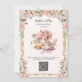 Roze Bloemen High Tea Party Baby shower Kaart (Achterkant)
