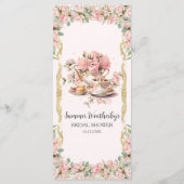 Roze Bloemen High Tea Party Bruids Verjaardag Baby Menu (Achterkant)