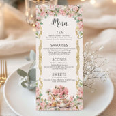 Roze Bloemen High Tea Party Bruids Verjaardag Baby Menu