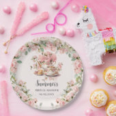Roze Bloemen High Tea Party Vrijgezellenfeest Papieren Bordje (Feest)