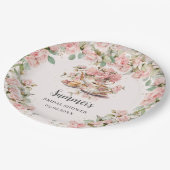  Roze Bloemen High Tea Party Vrijgezellenfeest Papieren Bordje (Gekanteld)