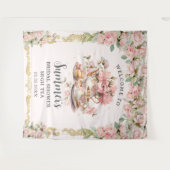  Roze Bloemen High Tea Party Vrijgezellenfeest Wandkleed (Voorkant (horizontaal))