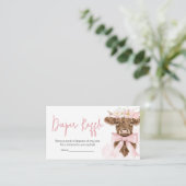 Roze Bloemen Highland Koe Baby shower Luier Raffle Informatiekaartje (Staand voorkant)