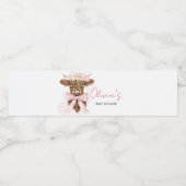 Roze Bloemen Highland Koe Baby shower Waterfles Etiket (Enkel label)