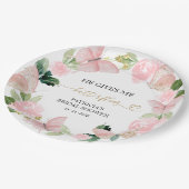 Roze bloemen Hij geeft me Vlinders Bruidsfeest Papieren Bordje (Gekanteld)