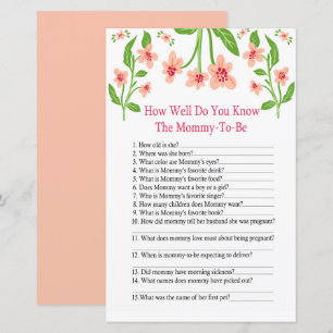 Roze bloemen Hoe goed ken je het baby shower spel?