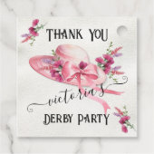 Roze bloemen Hoed Derby Bruidsdouche Bedankjes Labels (Achterkant)