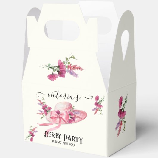 Roze bloemen Hoed Derby Bruidsmeisjesfeest Bedankdoosjes (Open)