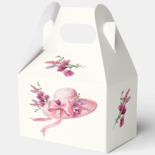 Roze bloemen Hoed Derby Bruidsmeisjesfeest Bedankdoosjes (Achterkant)