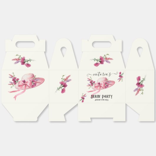 Roze bloemen Hoed Derby Bruidsmeisjesfeest Bedankdoosjes (Ongevouwen)