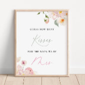 Roze Bloemen Hoeveel kussen Vrijgezellenfeest Poster