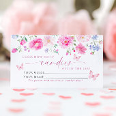 Roze Bloemen Hoeveel Snoepjes Douche Game Card Plaatskaartje