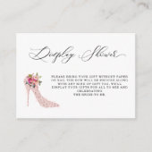 Roze Bloemen Hoge Hakken Display Douche Informatiekaartje (Voorkant)