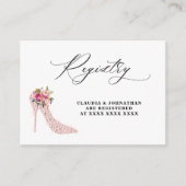 Roze Bloemen Hoge Hakken Registry Vrijgezellenfees Informatiekaartje (Voorkant)