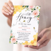 Roze Bloemen Honey Bee Baby shower Kaart
