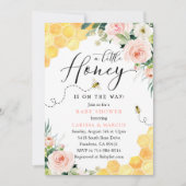 Roze Bloemen Honey Bee Baby shower Kaart (Voorkant)