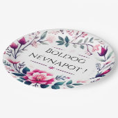 Roze bloemen - Hongaarse naamdag Papieren Borden Papieren Bordje (Gekanteld)