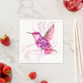 Roze Bloemen Hummingbird Papier Servet (Insitu)