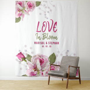 Roze Bloemen Huwelijk Achtergrond Wandkleed