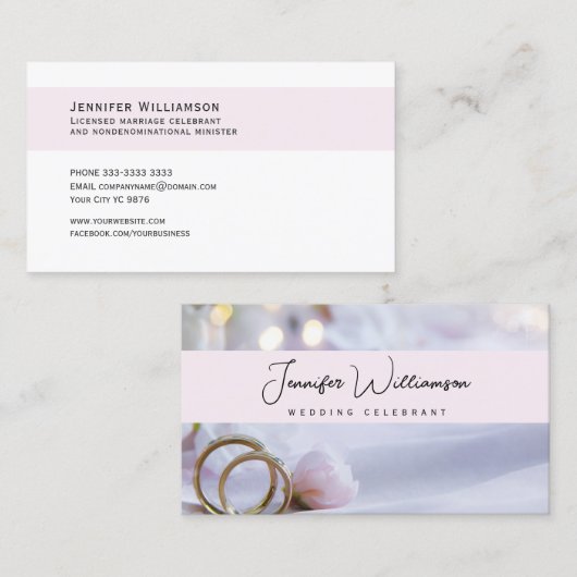 Roze Bloemen Huwelijk Celebrant Visitekaartje (Voorkant / Achterkant)