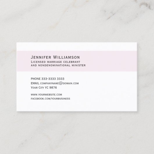 Roze Bloemen Huwelijk Celebrant Visitekaartje (Voorkant)
