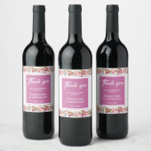 Roze Bloemen Huwelijk Favoriet Wijnlabel Wijn Etiket (Flessen)