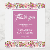 Roze Bloemen Huwelijk Favoriet Wijnlabel Wijn Etiket (Enkel label)