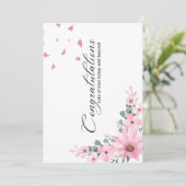 Roze Bloemen Huwelijk Gefeliciteerd Kaarten (Staand voorkant)