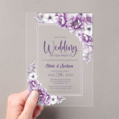 Roze Bloemen Huwelijk Na Feest Acryl Uitnodigingen (Insitu (Draagbaar))