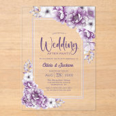 Roze Bloemen Huwelijk Na Feest Acryl Uitnodigingen (Voorkant)