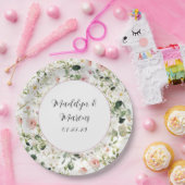 Roze Bloemen Huwelijk Receptie Papier Bord (Feest)