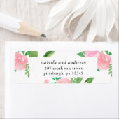 Roze Bloemen Huwelijk Retour Adres Label (Insitu)